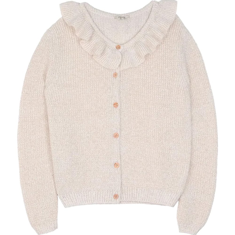 Emile et Ida Woman's alpaca cardigan sweater in ecru with gold XS